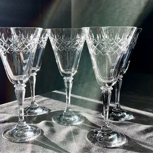 Gorham 80’s Crystal “Queen’s Way” Pattern 8.5” tall Wine, Water Glasses Set -5